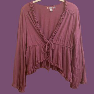 Urban Outfitters Mauve Ruffle Tie-Front Blouse – Size M